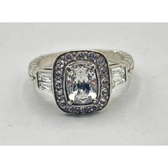 Brighton Sterling Silver CZ Engagement Ring Heart Detail Size 8 - Picture 1 of 8